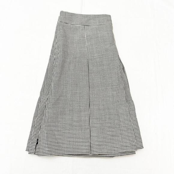 Akris Punto Pleated Checkered Diamond Patterned Black White Skirt Wool Size 12 - Picture 4 of 4